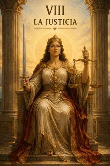 La Justicia en el Tarot: amor, karma, dinero y significado