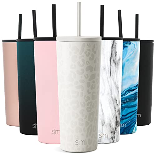 Simple Modern Insulated Tumbler with Lid and Straw | Iced Coffee Cup