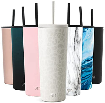 Simple Modern Insulated Tumbler with Lid and Straw | Iced Coffee Cup