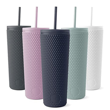 Simple Modern Plastic Matte Studded Tumbler with Lid and Straw