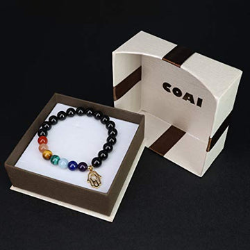 COAI Hamsa Hand 7 Chakra Black Tourmaline Stone Bracelet Women S